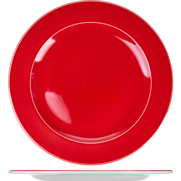 Тарелка мелк. (широкий край); фарфор; D=265,H=15мм; белый, красный