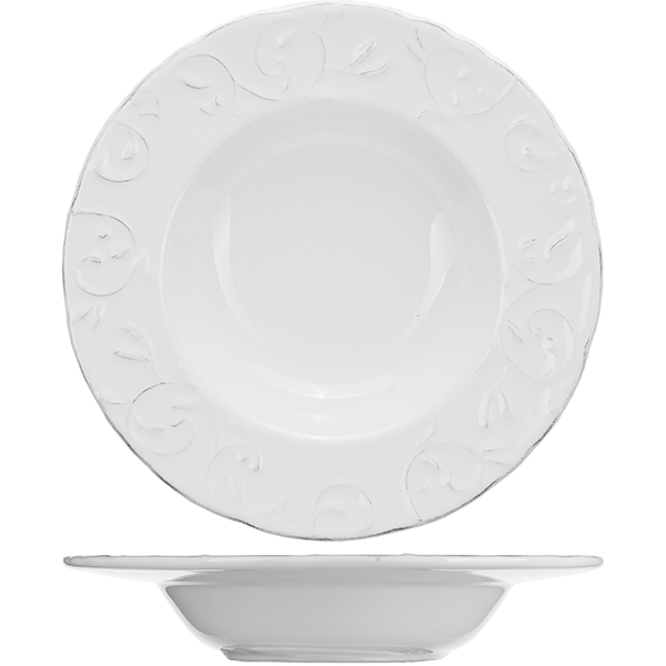 Тарелка для пасты «Фестон»; керамика; D=24см; белый