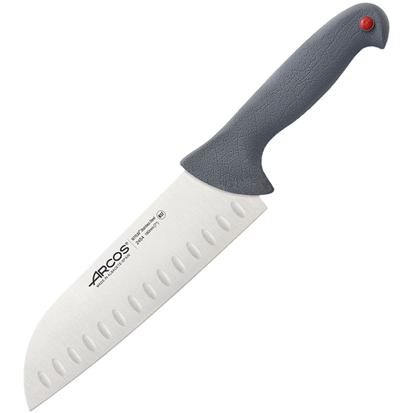 Нож поварской «Колор проф»; сталь нержавейка,полипропилен; L=31/18см; серый