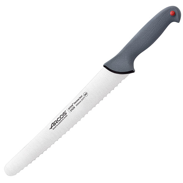 Нож д/хлеба «Колор проф»; сталь нержавейка,полипропилен; L=38/25см; серый