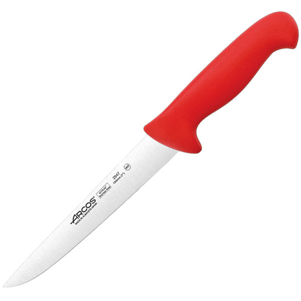 Нож для мяса «2900»; сталь нержавейка,полипропилен; L=18см; красный,металлический 
