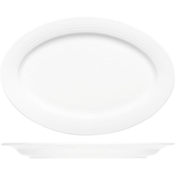 Блюдо овальное «Диалог»; фарфор; L=26см; белый
