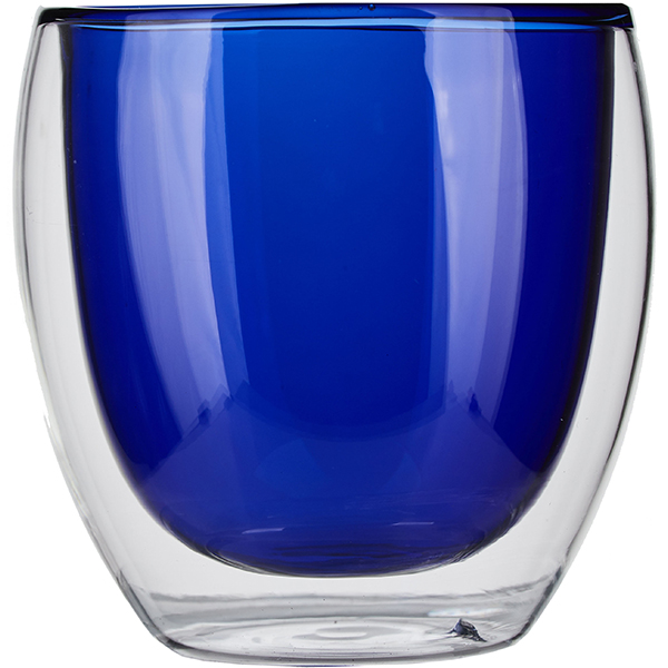Бокал двойные стенки «Проотель»; термостойкое стекло; 250мл; D=8см; синий