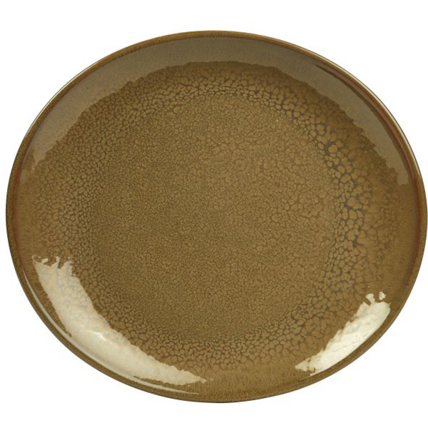 Тарелка овальная «Терра Браун»; керамика; L=21,B=19см; коричневый ,зеленый 