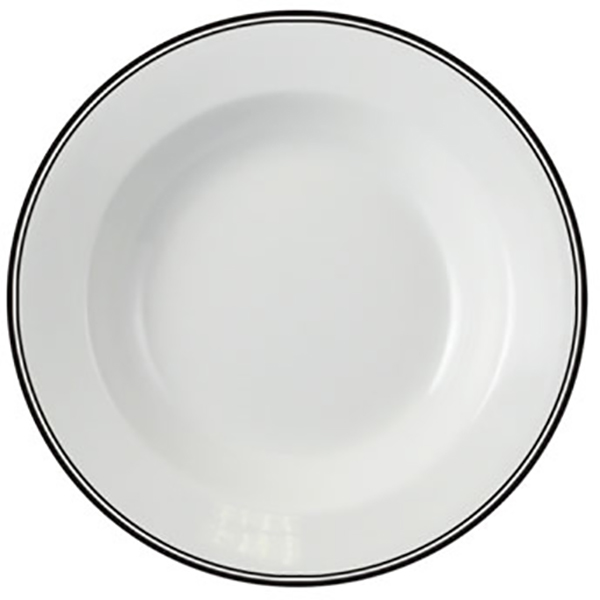 Тарелка для супа «Ричмонд»; фарфор; D=21.6см; белый,черный