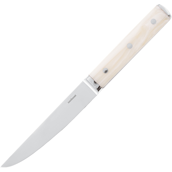 Нож для стейка; сталь нержавейка,каучук натуральный ; ,L=24,2см; белый