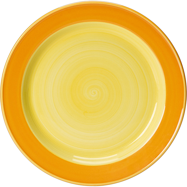 Тарелка мелкая «Фридом-Слимлайн»; фарфор; D=23см; белый, желтый 