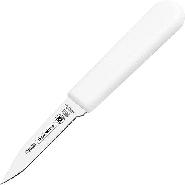 Нож для чистки овощей; сталь нержавейка,пластик; L=7.5см; металлический ,белый