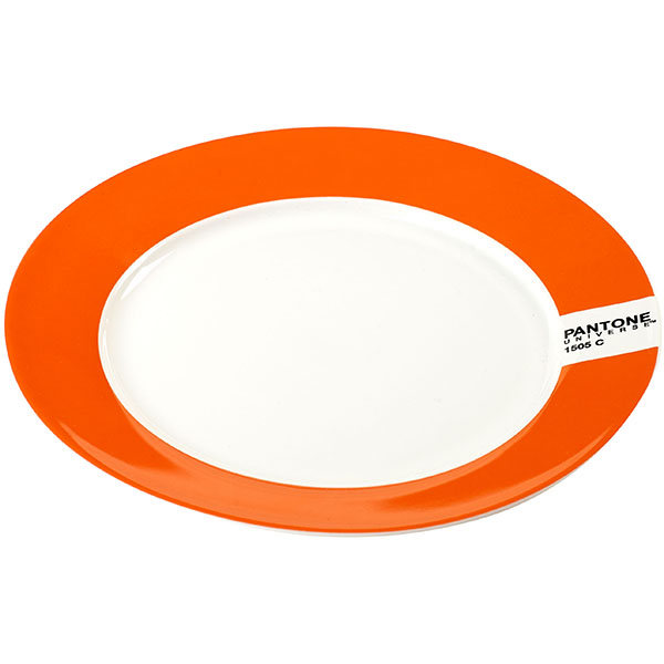 Тарелка «Пантон»; фарфор; D=20, H=1.5см; белый, оранжевый