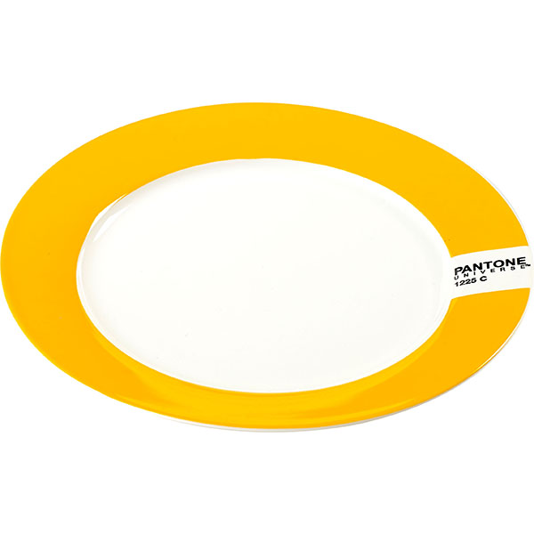 Тарелка «Пантон»; фарфор; D=20,H=1.5см; белый, желтый