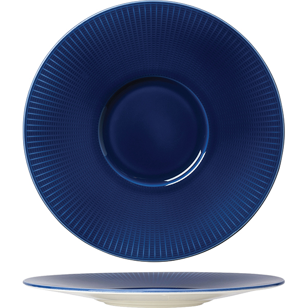 Тарелка мелкая с широким бортом; фарфор; D=28.5см; синий