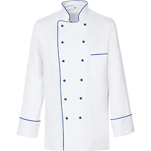 Куртка поварская с окантовкой 54размер без пуклей; хлопок; белый, синий