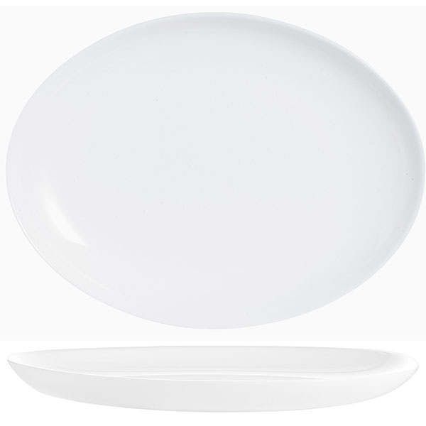 Блюдо овальное «Эволюшнс»; стекло; ,L=33,B=25см; белый