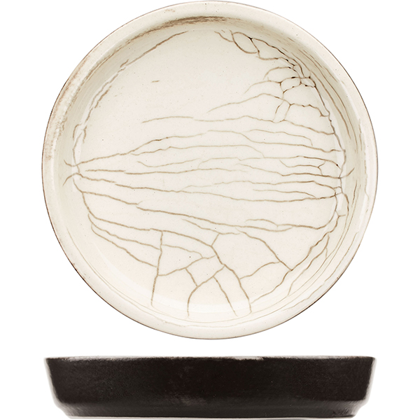 Тарелка с бортом «День и ночь»;  керамика;  D=11см;  белый,черный