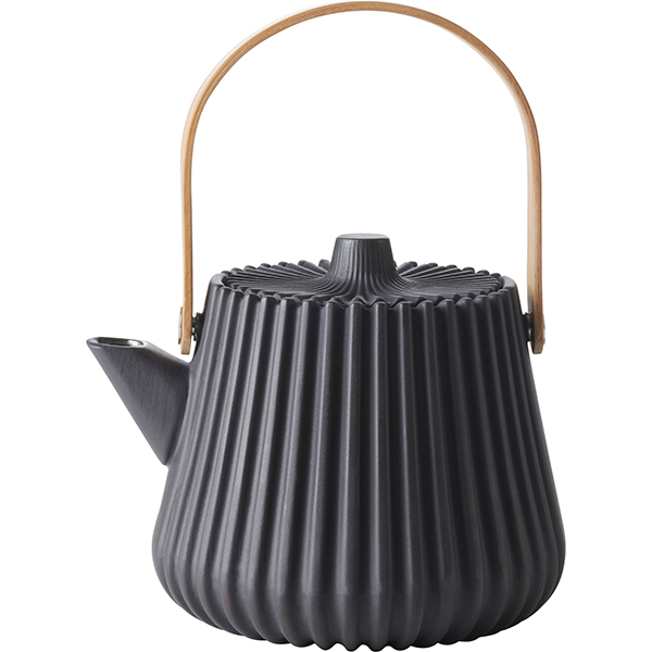Чайник с ситом «Пекое»;  керамика,металл;  0,55л;  D=12,5,H=12см;  черный