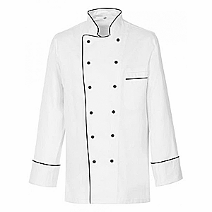 Куртка поварская с окантовкой 52 размер; полиэстер, хлопок; белый,черный