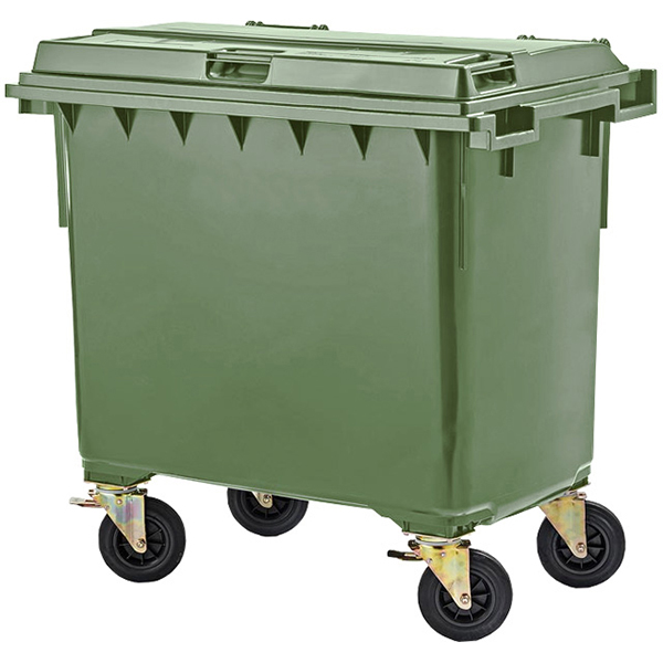 Контейнер для мусора на колесах;  660л;  зелен.