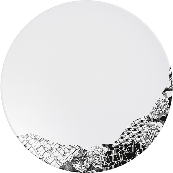 Тарелка мелкая «Фрагмент Ардуаз»;  фарфор;  D=28,5см;  белый,серый