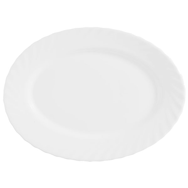 Блюдо овальное «Трианон»; стекло; высота=1.5, длина=29, ширина=22 см.; белый