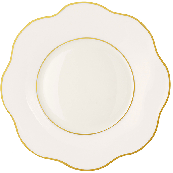 Тарелка пирожковая «Анемон Голд»; костяной фарфор; D=15см; белый,золотой