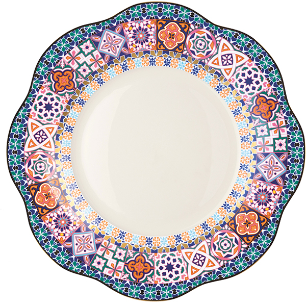 Тарелка пирожковая «Анемон Эбе»; костяной фарфор; D=15см; белый,разноцветн.