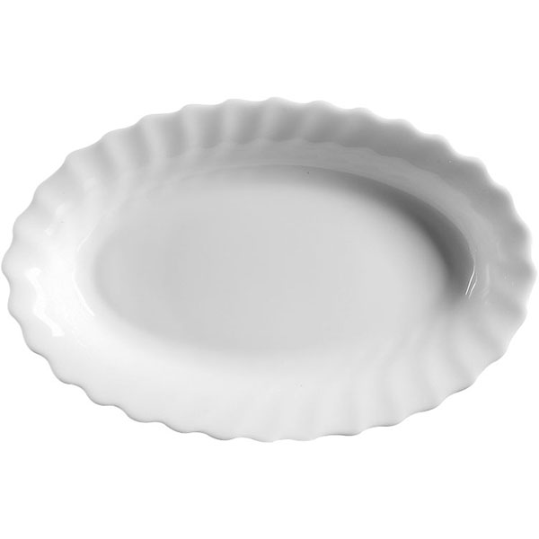 Блюдо овальное «Трианон»; стекло; высота=3, длина=22, ширина=14 см.; белый