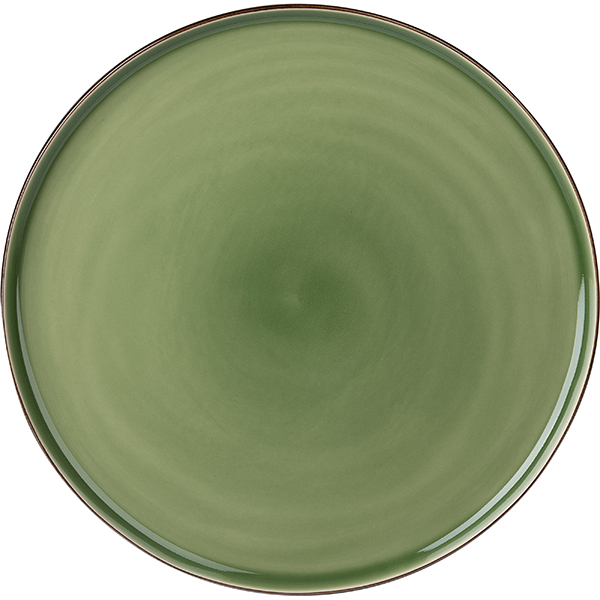 Тарелка «Сейдж»; фарфор; D=27см; зеленая, бронзовая