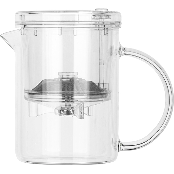 Чайник с фильтром «Гунфу»; термостойкое стекло, поликарбонат; 350мл; D=75, H=115, L=120мм; прозрачный