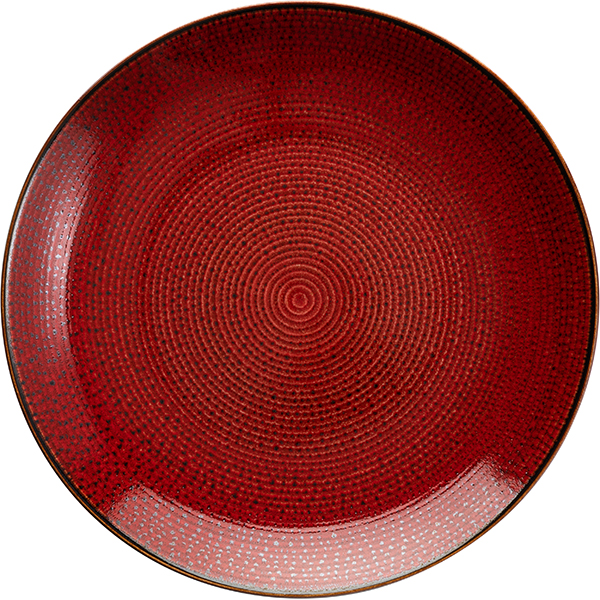 Тарелка мелкая «Джаспер»; фарфор; D=226, H=25мм; белый, красный