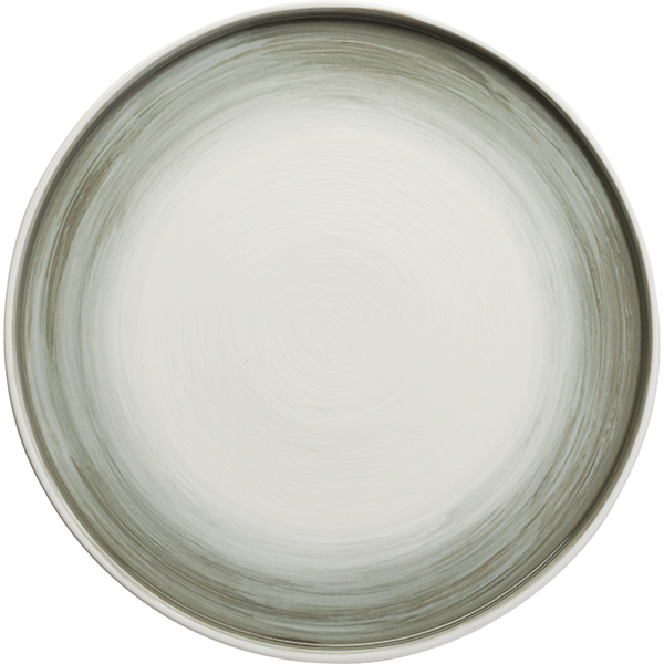 Тарелка с высоким бортом «Айсио»; фарфор; D=279, H=17мм; белый, серый