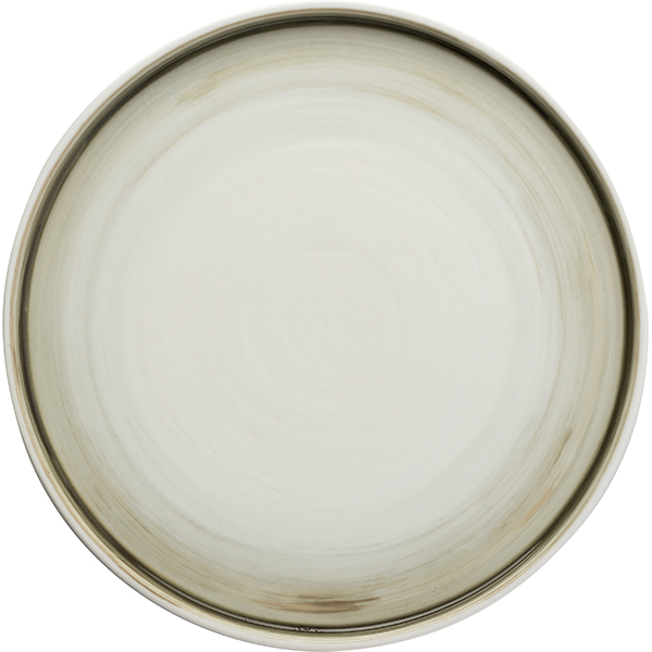 Тарелка с высоким бортом «Айсио»; фарфор; D=225, H=17мм; белый, серый