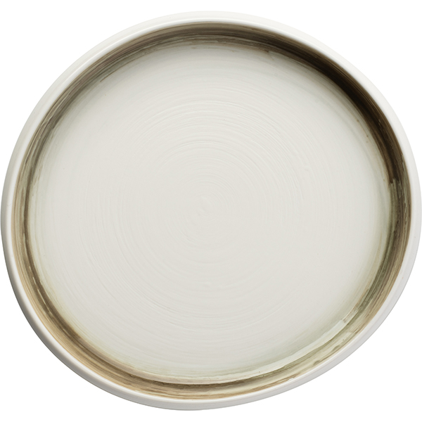 Тарелка с высоким бортом «Айсио»; фарфор; H=33, L=252, B=238мм; белый, серый