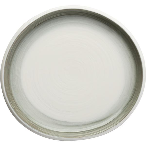 Тарелка с высоким бортом «Айсио»; фарфор; H=28, L=202, B=187мм; белый, серый
