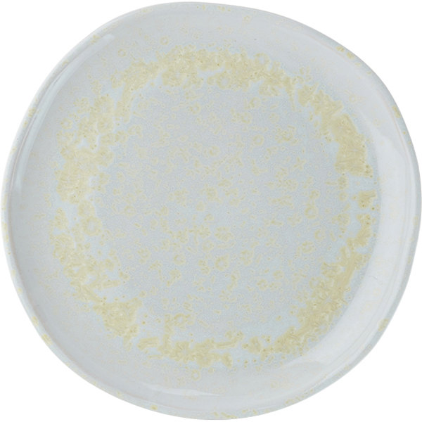 Тарелка оригинальная плоская «Сишор»; фарфор; D=24см; белый, желт.