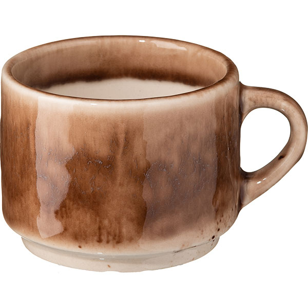 Чашка чайная «Маррон Реативо»; фарфор; 200мл; коричнев., бежев.
