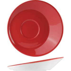 Блюдце «Фиренза ред»; материал: фарфор; диаметр=11.8, высота=3.4 см.; красный, белый