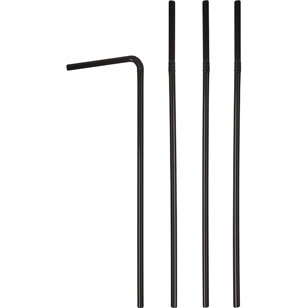 Трубочки со сгибом[1000шт]; полипропилен; D=5, L=240мм; черный