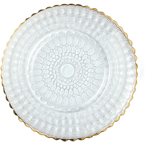 Тарелка пирожковая «Гелиос»; стекло; D=16см; прозрачный, золотой