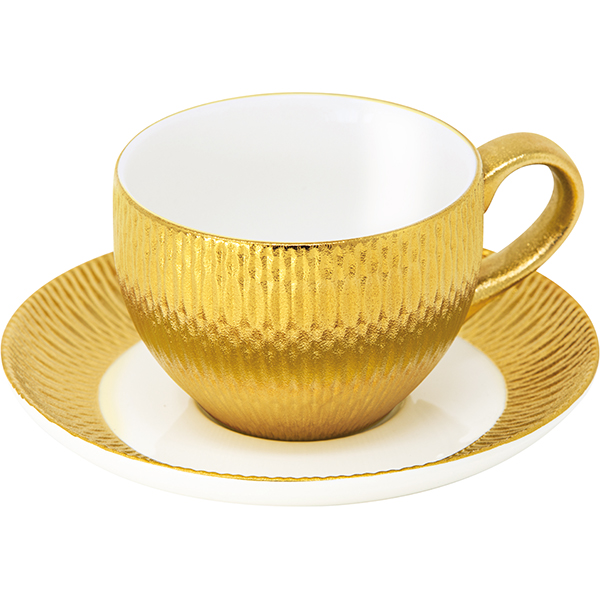 Пара чайная «Дэрас Голд»; фарфор; 200мл; D=120/140, H=65мм; белый, золотой