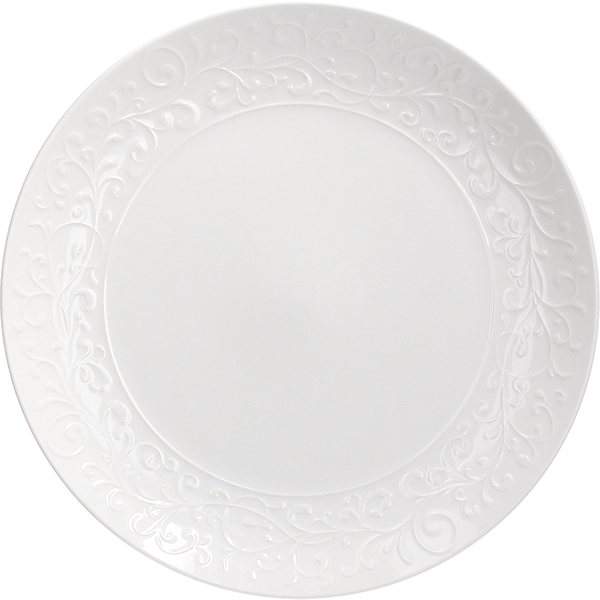 Тарелка мелкая с узором «Жасмин»; фарфор; D=28см; белый