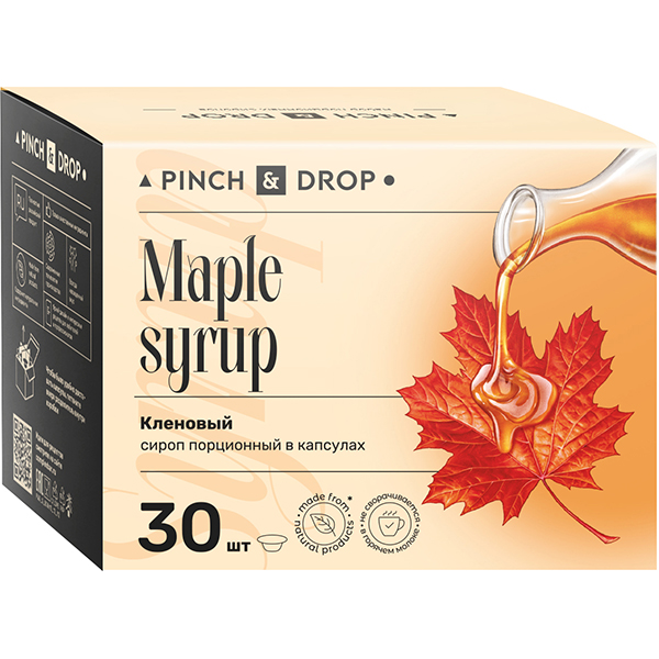 Сироп «Кленовый» ароматизированный порционный Pinch&Drop[30шт]  картон  15мл Pinch&Drop