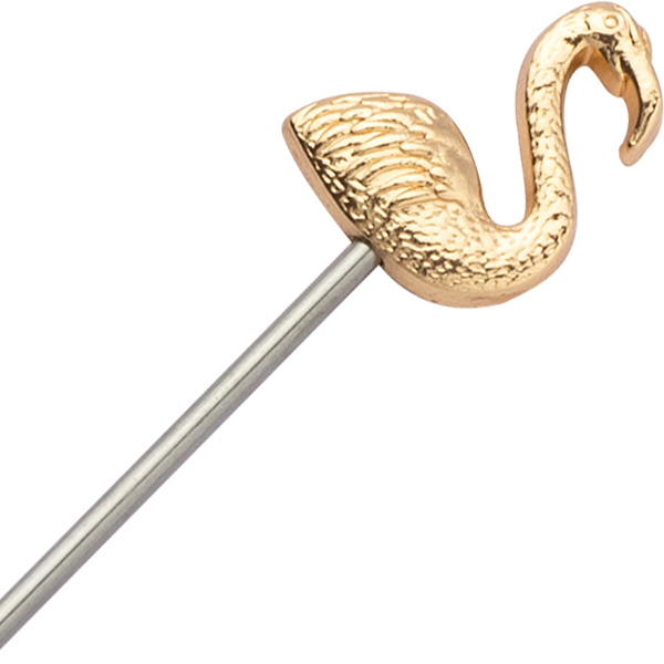 Украшения для коктейлей «Пьюр» на шпажках в форме фламинго; сталь нержавеющая; , L=112, B=16мм; золотой
