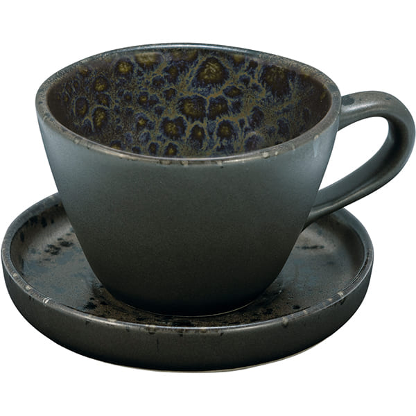 Чайная пара «Фобос»; керамика; 230мл; D=120, H=65мм; черный