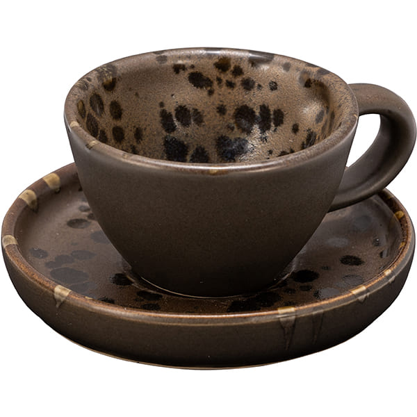 Кофейная пара «Фобос»; керамика; 80мл; D=100, H=45мм; коричнев.