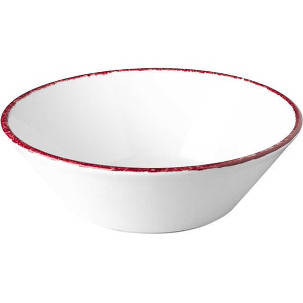 Салатник «Оптимо Пикник»; фарфор; D=15см; белый, красный