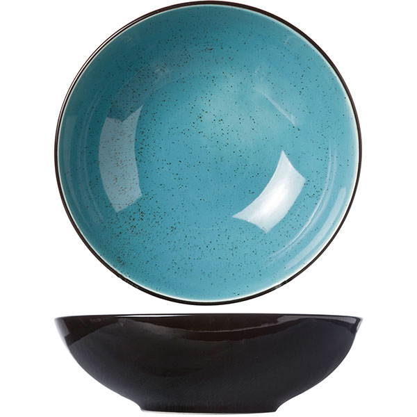 Салатник; керамика; D=200, H=62мм; голуб., черный