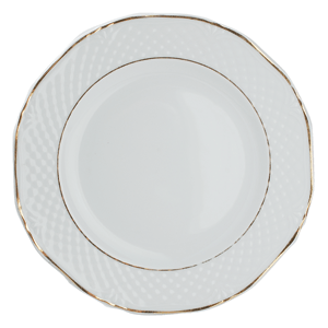 Тарелка мелкая «Афродита»; материал: фарфор; диаметр=26 см.; белый, цвет: золотой