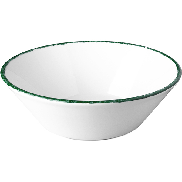 Салатник «Оптимо Пикник»; фарфор; D=15см; белый, зелен.