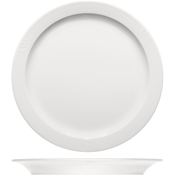 Тарелка мелкая «Карат»; материал: фарфор; диаметр=25.5, высота=9, длина=26, ширина=26 см.; белый