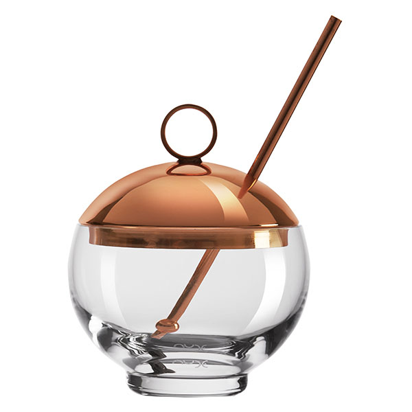 Креманка «Хэпберн» с крышкой и ложкой; хрустальное стекло, металл; 0, 5л; D=88, H=161мм; прозрачный, золотой